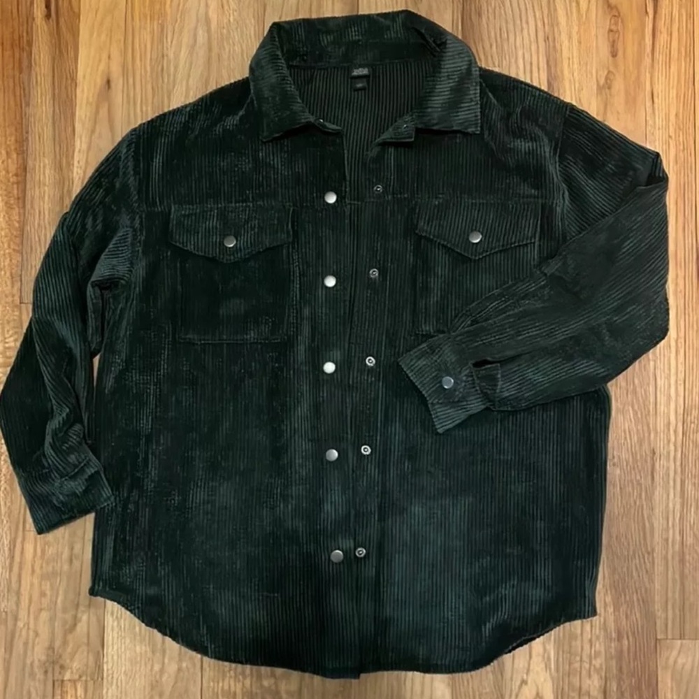 Wild Fable Womens Button Down Shirt Army Green Corduroy